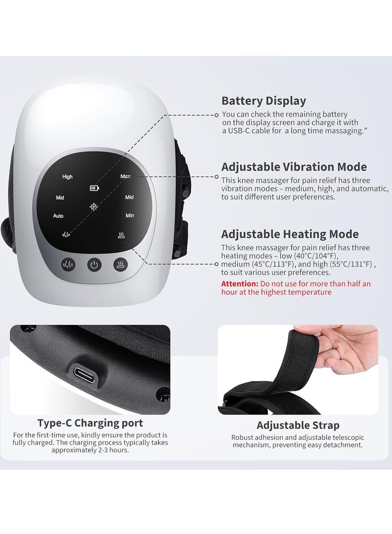 Portable Knee Massager with Heat and Vibration Smart Hot Compress Knee Relaxing Massager LED Screen Kneecap Treasure Laser Infrared Elbow Shoulder Massager Relive Joint Pain Stiffness