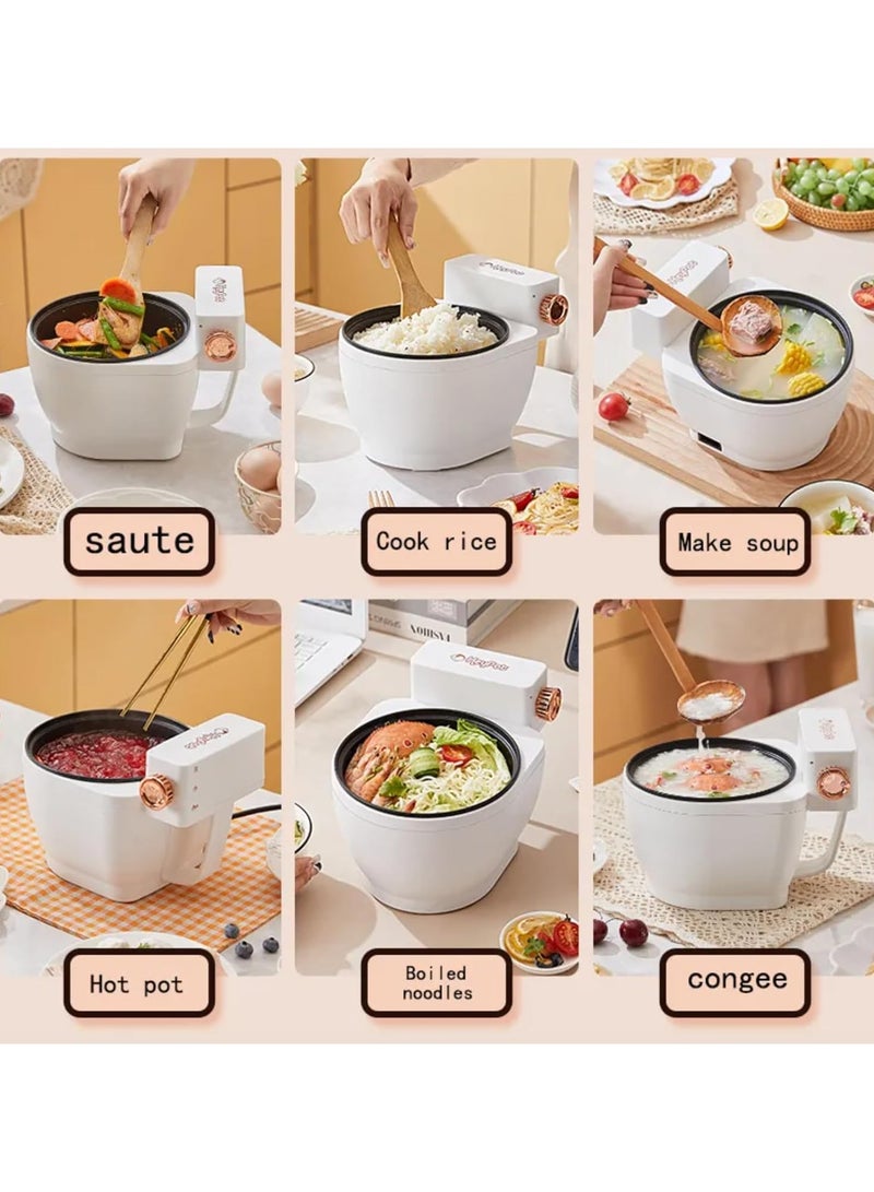 Electric Hot Pot, 1.8L Mini Crock Pot Electric Cooker with Overheat Protection for Stews, Soups, Hot Pots, and Noodles, Compact Personal Electric Pot for Home, Office, Dorm – Ideal for One-Person Meals