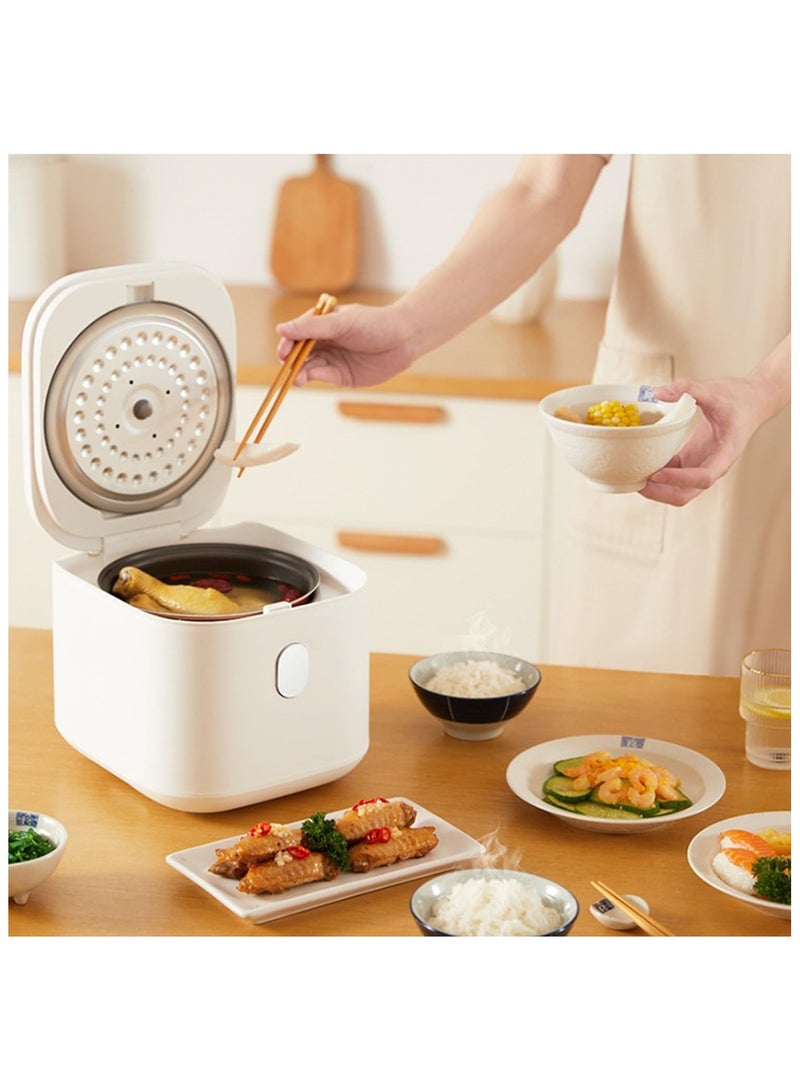 Electric Rice Cooker 2.5L, Digital Multi-Cooker with Steamer, 4-Cup Capacity, Stainless Steel Inner Pot, Smart Rice and Soup Cooker with Egg Steamer, 1-Year Warranty, Beige