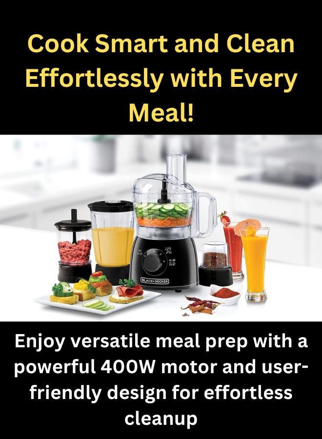 3.5L Air Fryer with Manual Control & 1500W Power + 400W 5-in-1 Kitchen Robot Deluxe Food Processor (1.2L) - Complete Cooking & Meal Prep Combo 5 L 1500 W AF150-B5+KR43-B5 Black