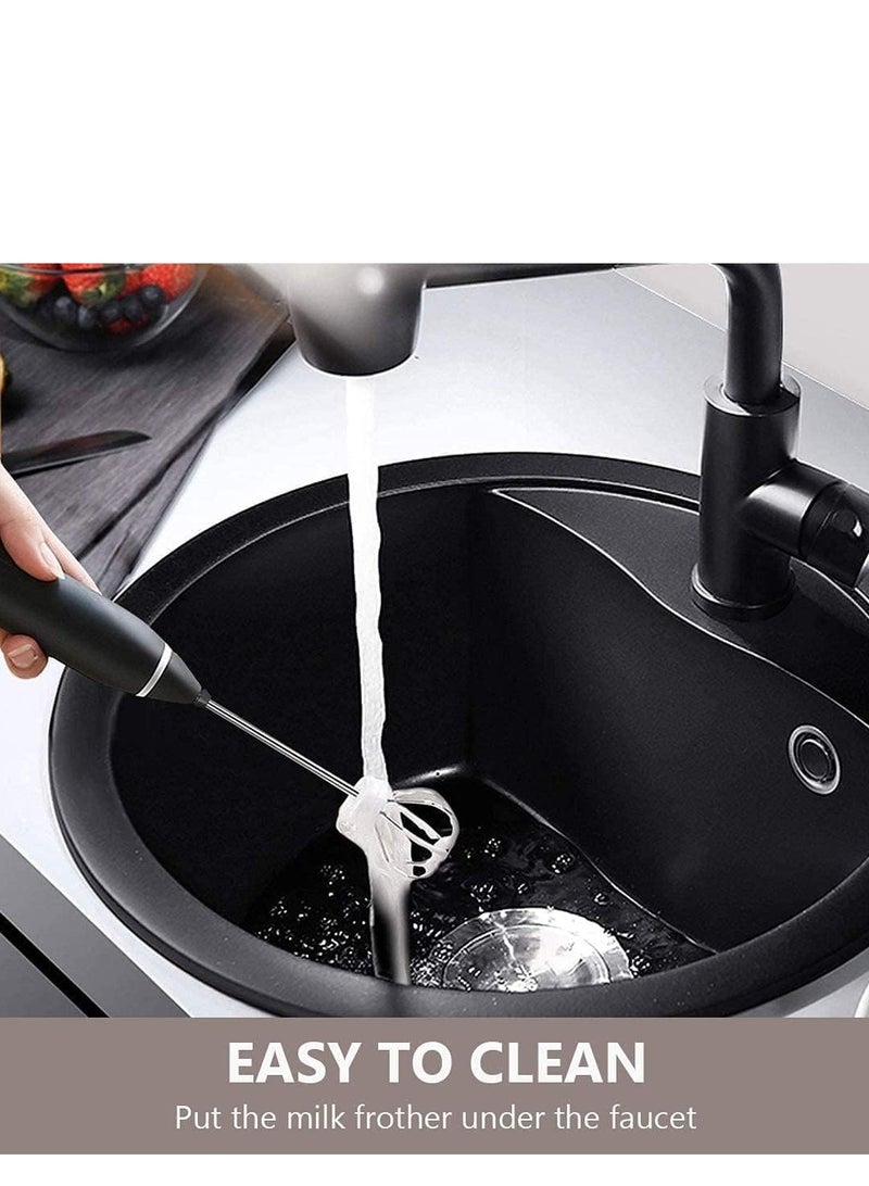 Milk Frother Handheld, Immersion Blender Cordlesss Foam Maker USB Rechargeable Small Mixer with 2 Stainless Whisks, Stirring 3-Speed Adjustable Mini Frother for Cappuccino Latte Coffee Egg