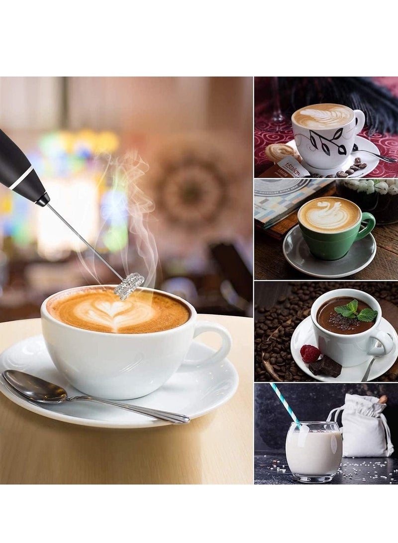 Milk Frother Handheld, Immersion Blender Cordlesss Foam Maker USB Rechargeable Small Mixer with 2 Stainless Whisks, Stirring 3-Speed Adjustable Mini Frother for Cappuccino Latte Coffee Egg