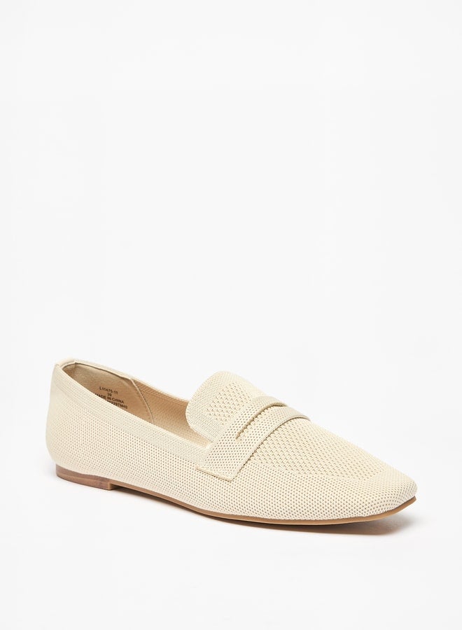 Women's Textured Slip-On Square Toe Ballerina Shoes