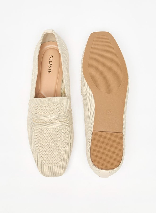 Women's Textured Slip-On Square Toe Ballerina Shoes