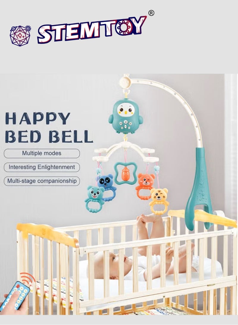 Baby Musical Crib Mobile Toy with 1800+ Music & Lullabies, Lights & Timing Function, 360° Rotating Detachable Animal Rattles, Soothing Sleep Coaxing Toys for Newborn, Infant, Baby (Blue)