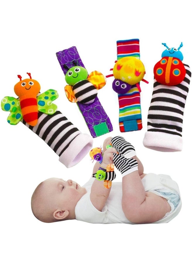 4-Piece Cute Animal Soft Baby Wrist Ring Bell and Foot Socks Set