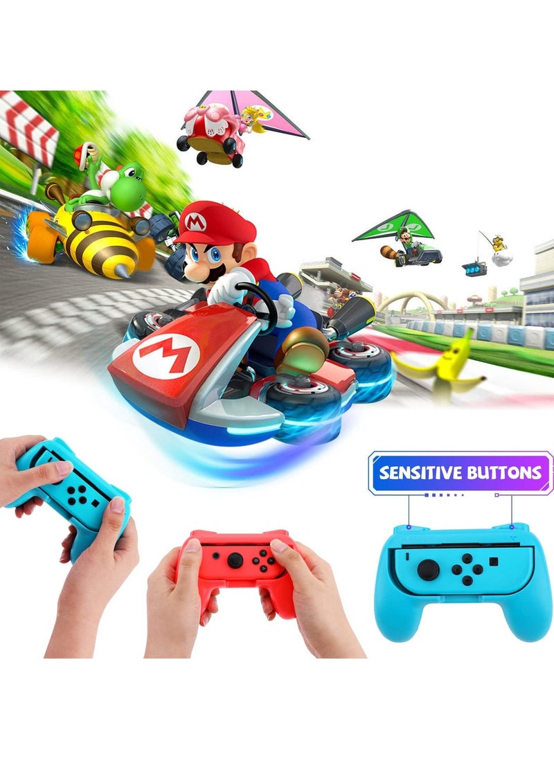 18 in 1 Switch Sport Games Accessories Bundle for Nintendo Switch Games, Family Bundle Accessory Kit with Tennis Racket Controller Grips Racing Wheel Bandage Golf Club Wheels Drum Stick Fishing Rod