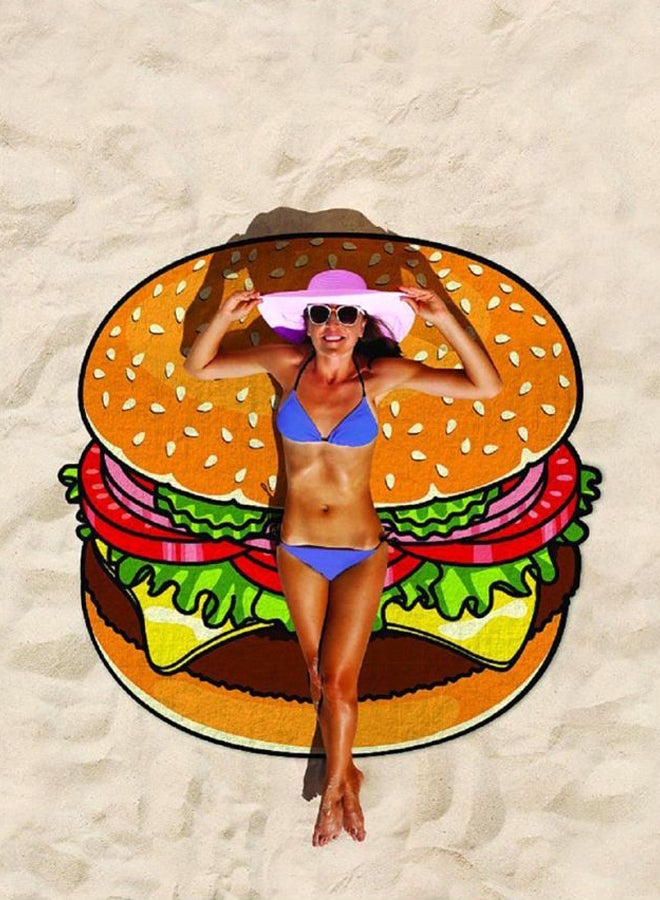 Burger Printed Beach Towel Beige/Green/Red