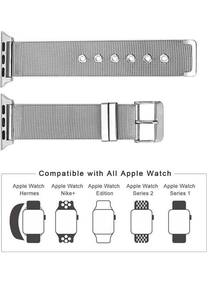 Milanese Watchband For Apple Watch Series 7 45mm/6 & SE & 5 & 4 44mm/3 & 2 & 1 42mm Silver