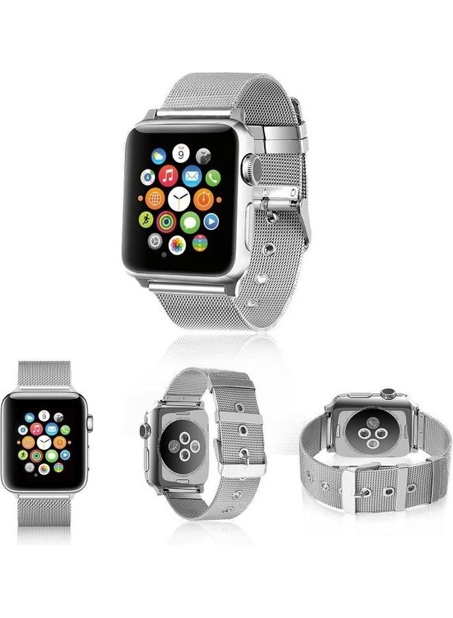 Milanese Watchband For Apple Watch Series 7 45mm/6 & SE & 5 & 4 44mm/3 & 2 & 1 42mm Silver