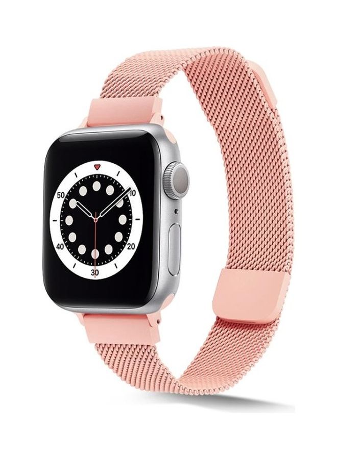 Small Waist Dual Section Milan Replacement Watchband For Apple Watch Series 7/6/SE/5/4/3/2/1 42/44/45mm Pink