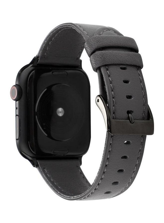 Cowhide Texture Leather Watchband For Apple Watch Series  7/6/5/4/3/2/1/SE 42/44/45mm Grey