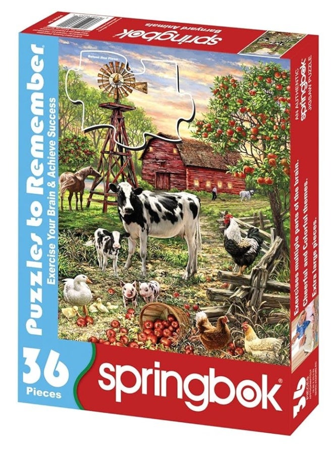 Springbok Puzzle to Remember - Alzheimer & Dementia Activity - 36 Piece Jigsaw Puzzle Barnyard Animal - Made in USA