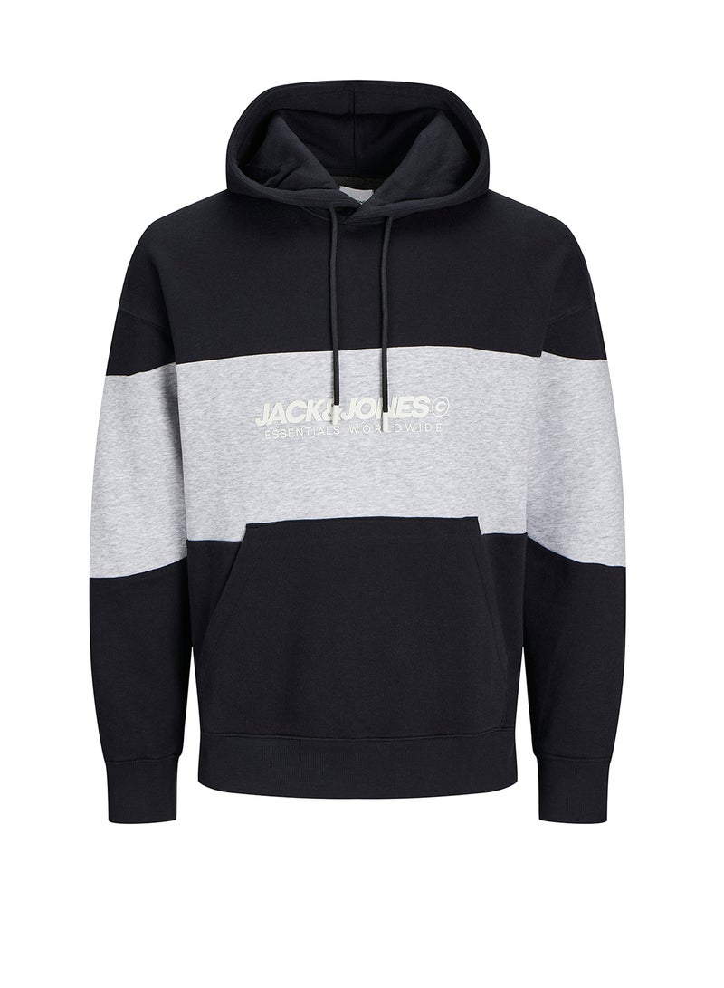 Graphic Print Pocket Detait Pull Over Hoodie