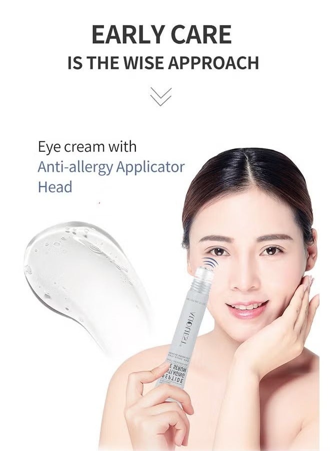 Peptide Anti Aging Eye Serum 20ml, Anti-Aging and Remove Wrinkles Eye Serum, with Three 360° Massage Ball, Eye Cream with Anti Allergy Applicatorhead, Firming Lifting Eye Essence, Eye Care