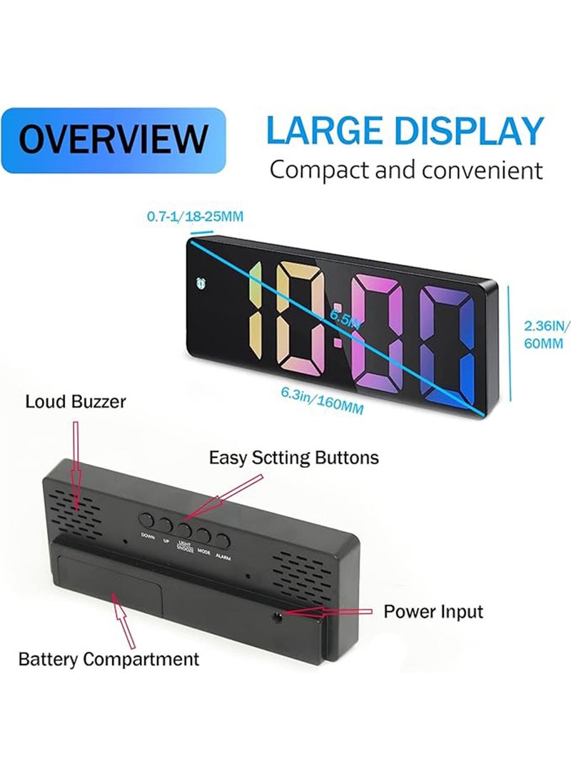 Modern Digital Clock - 2024 New Dynamic RGB Display, 12/24H Format, Large Digits, Silent Operation for Trendy Living Spaces and Workstations