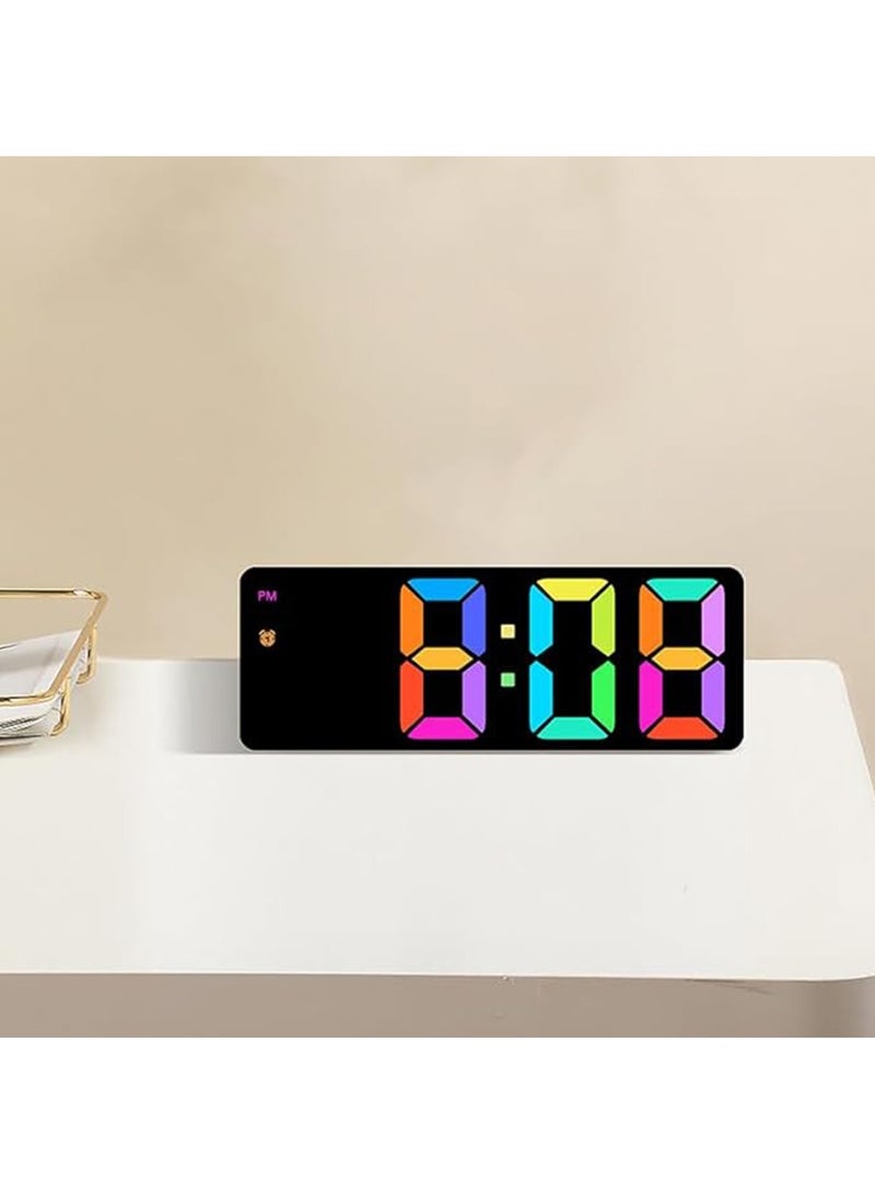 Modern Digital Clock - 2024 New Dynamic RGB Display, 12/24H Format, Large Digits, Silent Operation for Trendy Living Spaces and Workstations