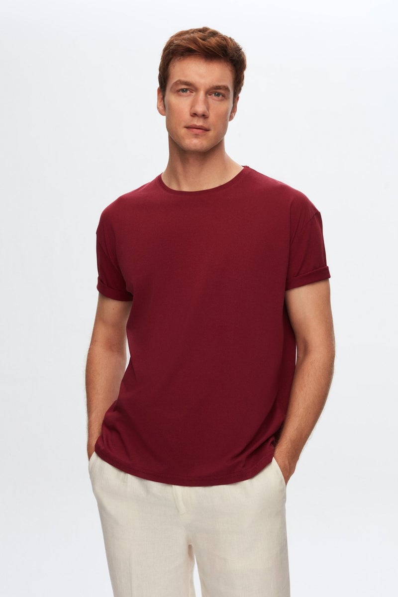 Comfort Claret Red 100% Cotton T-Shirt 6HC14ORT02006