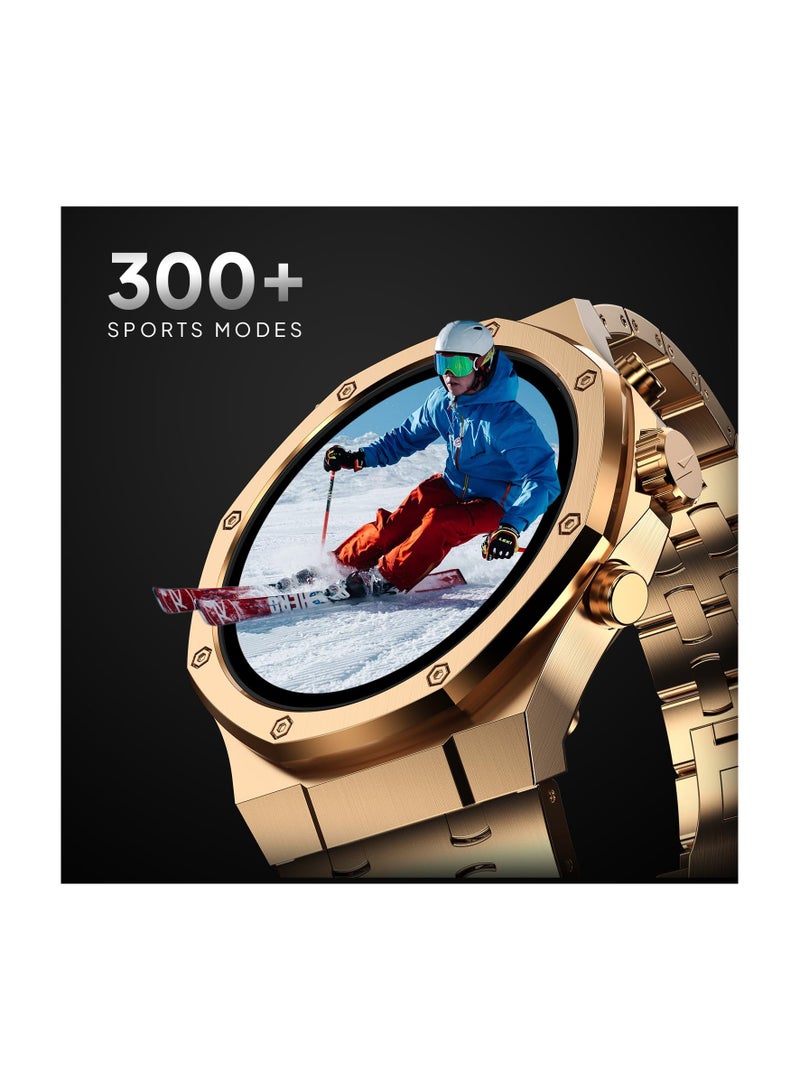 Fire-Boltt Royale Luxury Stainless Steel Smart Watch 1.43” AMOLED Display, Always On Display, 750 NITS Peak Brightness 466 * 466 px Resolution. Bluetooth Calling, IP67, 75Hz Refresh Rate (Rose Gold)