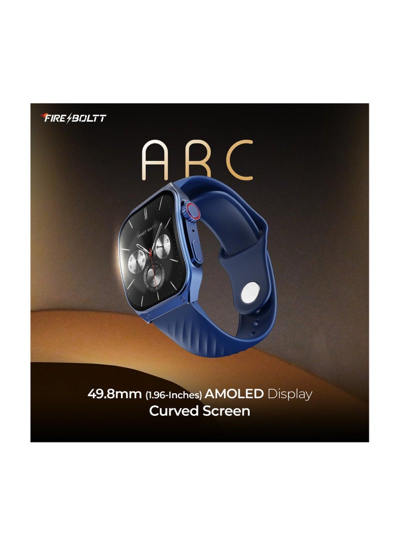 Fire-Boltt ARC 49.8mm (1.96 inch) AMOLED Always On Curved Display Smart Watch, Bluetooth Calling, Wireless Charging, 100+ Sports Modes, Water-Resistant 100+ Cloud Watch Faces (Midnight Blue)