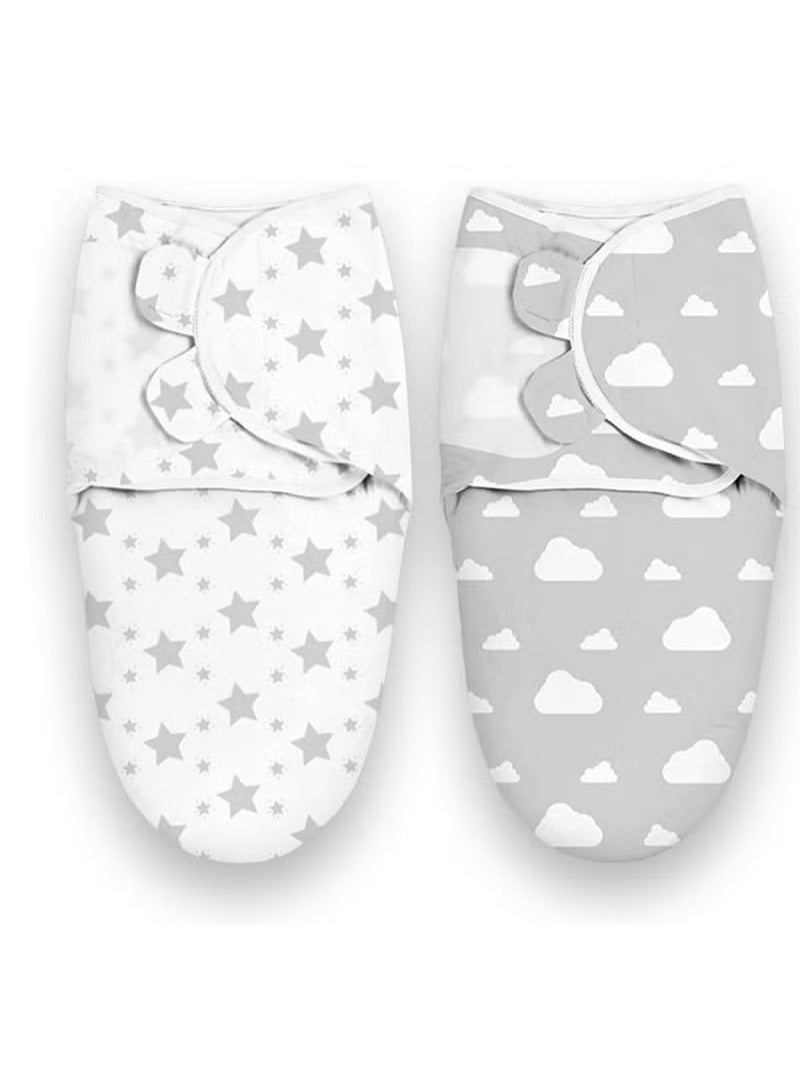 Baby Swaddle Wrap, 2 Pcs Newborn Swaddle Blanket Wrap, 0-3 Months 100% Breathable Cotton Swaddlers Sleep Sack