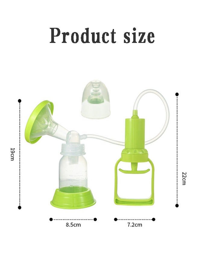 Manual Breast Pump Adjustable Suction Silicone Hand Pump Breastfeeding Health and Safety Small Portable Manual Breast Milk Catcher Baby Feeding Pumps & Accessories（Green/Transparent)