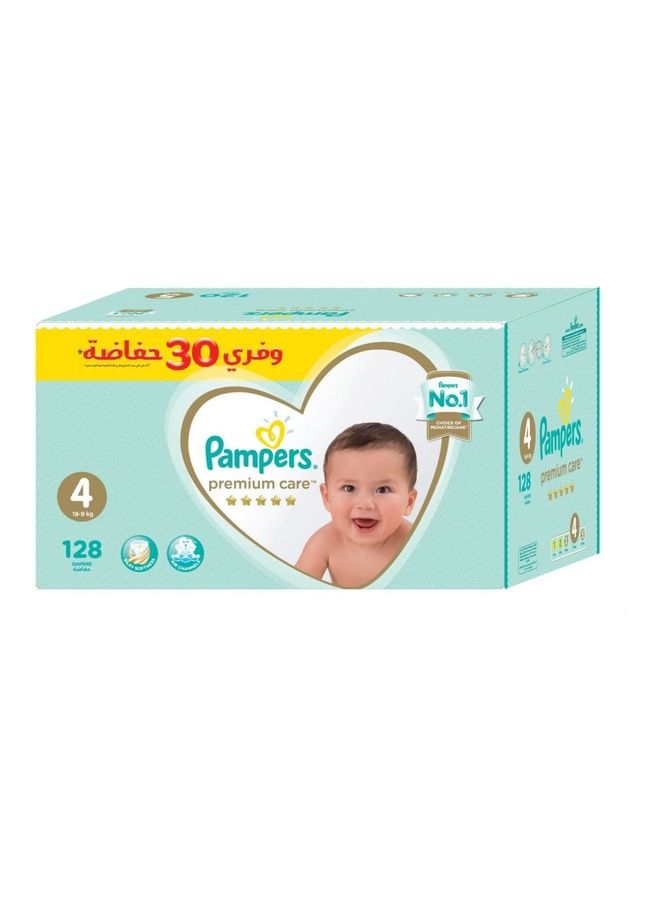 128-Piece Premium Care Diapers, Size 4