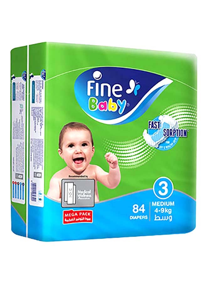 Fast Sorption Green Mega Pack Diapers , Size 3 Medium (4-9 Kg), 168 Count