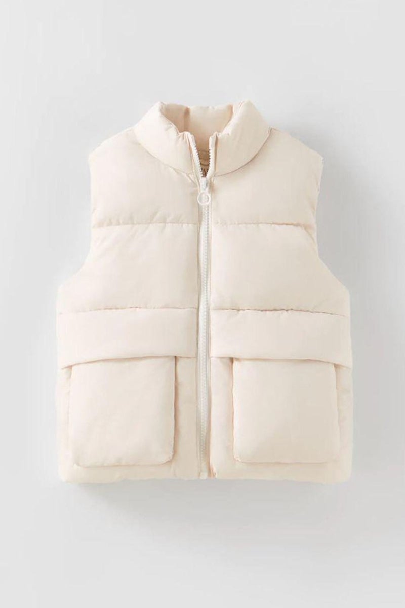 My Little One's Cici Soft and Stylish Zippered Puffer Vest - Cream