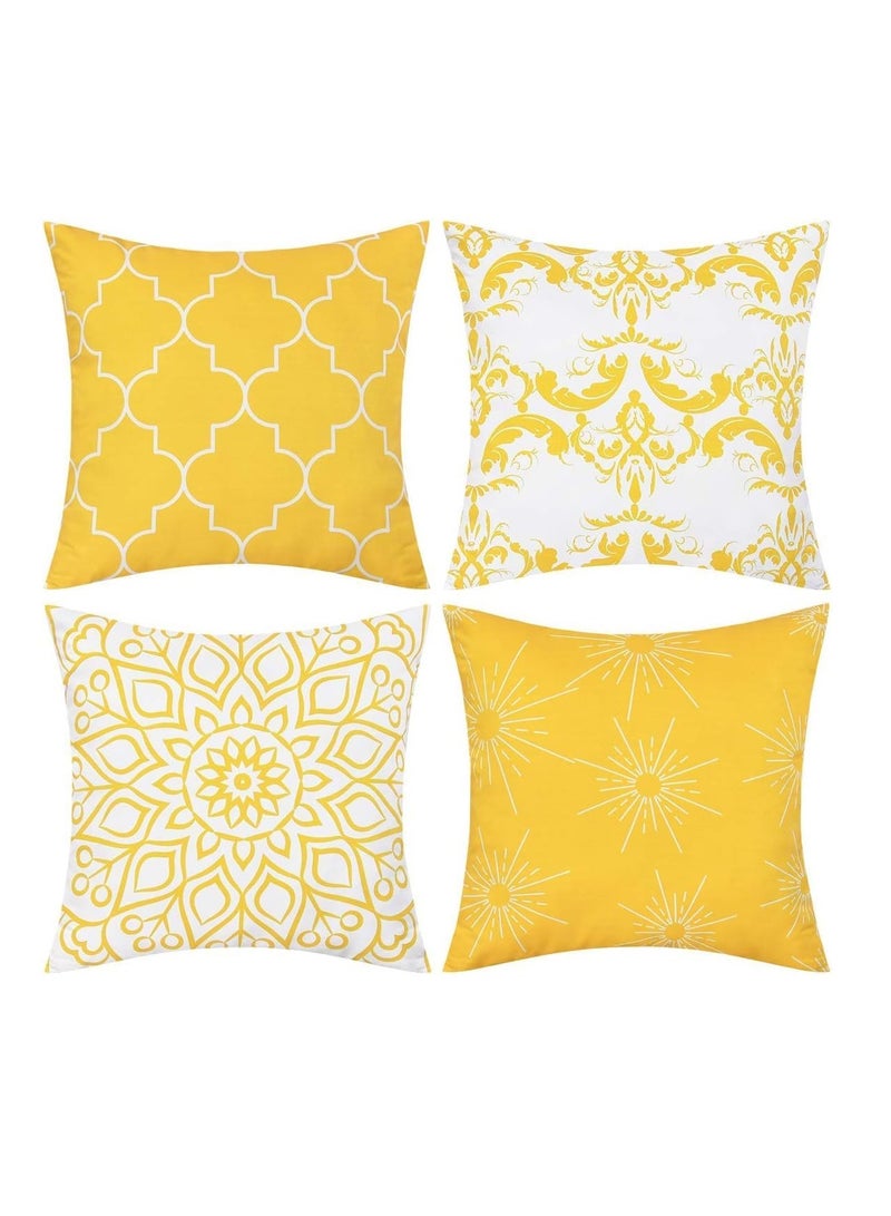 Throw Pillow Covers Modern Decorative Throw Pillow Case Morocco Pattern Pillow Covers Cushion Case for Room Bedroom Room Sofa Chair Car Yellow 18 x 18 Inch Set of 4