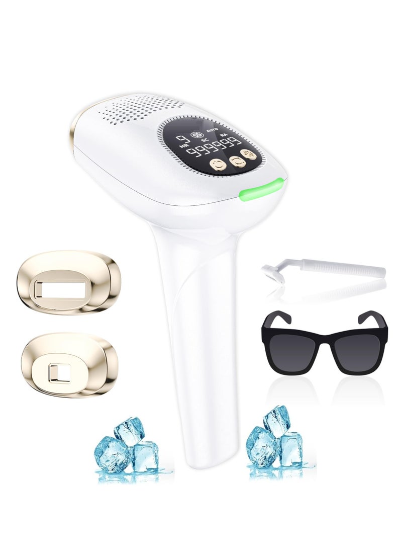 Laser Hair Removal, Hair Removal Device with Ice-Cooling Painless Care Function for Women and Man, IPL Hair Remover 999,999 Flashes for Facial Armpits Legs Arms Bikini Line