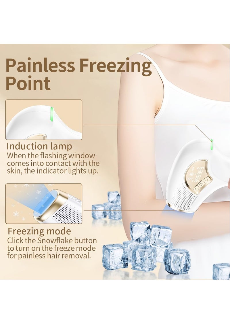 Laser Hair Removal, Hair Removal Device with Ice-Cooling Painless Care Function for Women and Man, IPL Hair Remover 999,999 Flashes for Facial Armpits Legs Arms Bikini Line