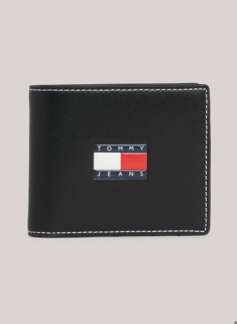 Men's Heritage Bifold Small Credit Card Wallet -  Recycled leather mix, Black