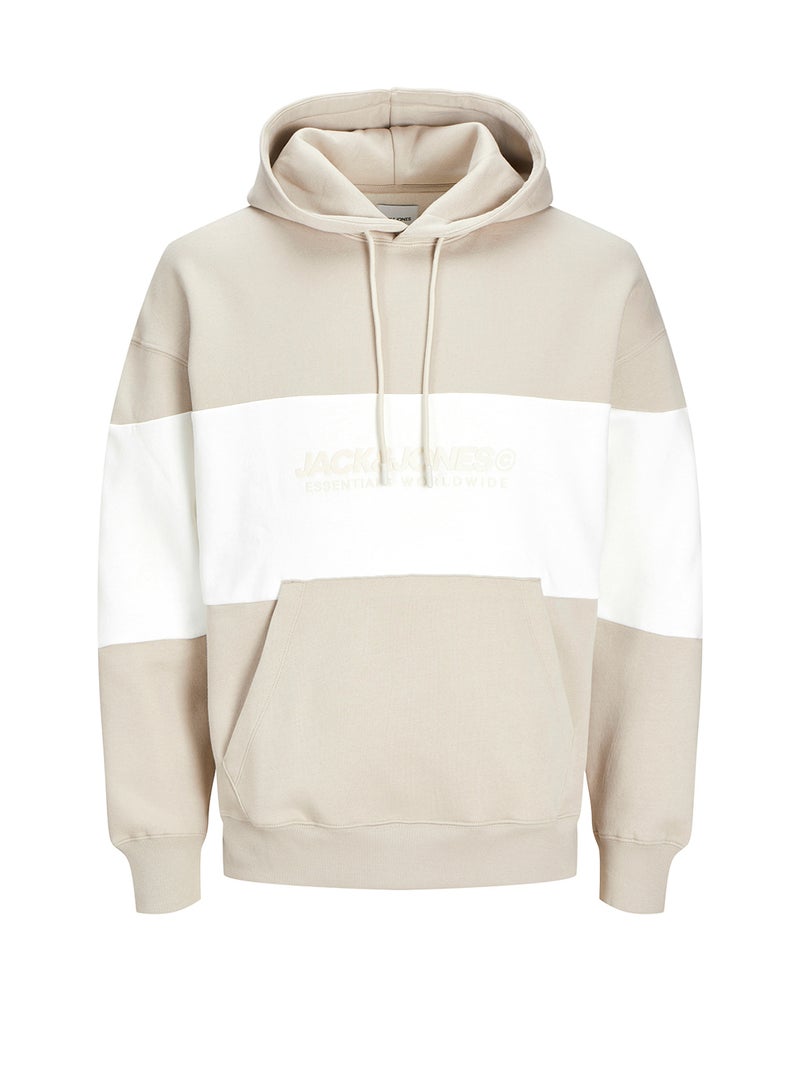 Graphic Print Pocket Detait Pull Over Hoodie