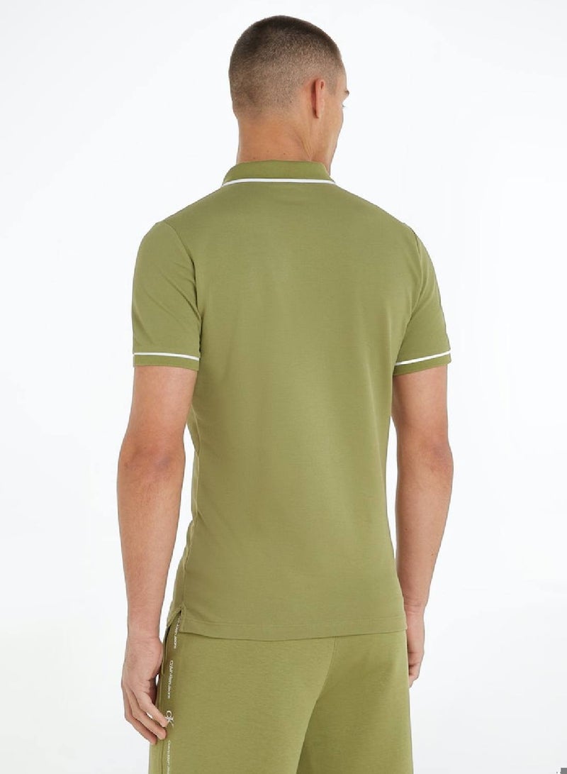 Men's Slim Polo Shirt - Cotton, Green