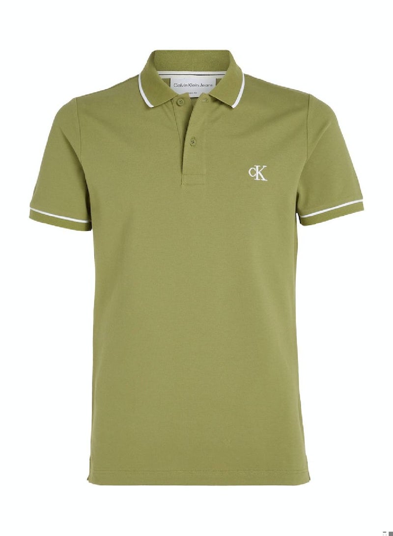 Men's Slim Polo Shirt - Cotton, Green