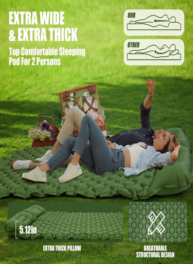 Premium Extra Thick Double Inflatable Sleeping Pad (inflatable by foot)