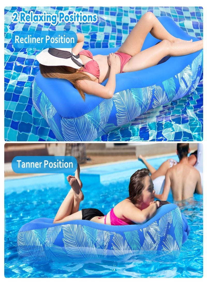 Inflatable Lounger Air Sofa with Unique Sun-Shade Design, Inflatable Beach Bed with Pillow, Waterproof Inflatable Couch Camping Chair Hammock for Hiking Backyard Travel Beach Park Picnics