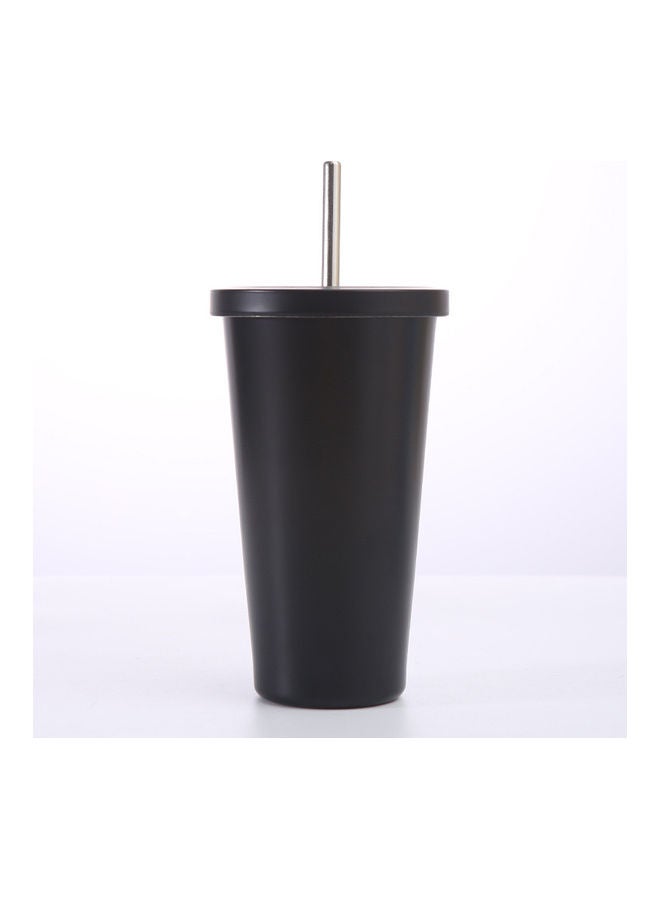 Stainless Steel Insulated Coffee Tumbler Cup with Lid and Straw Black