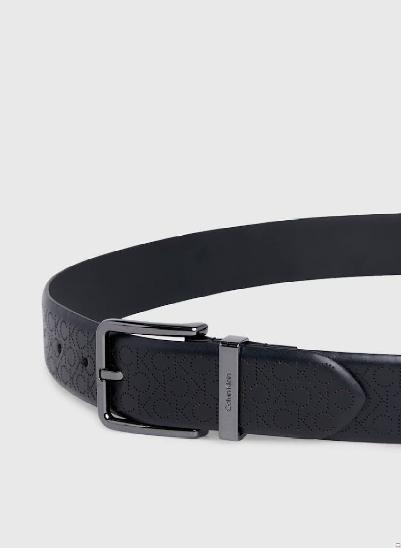 Men's Monogram Fixed Belt  - Leather, Black