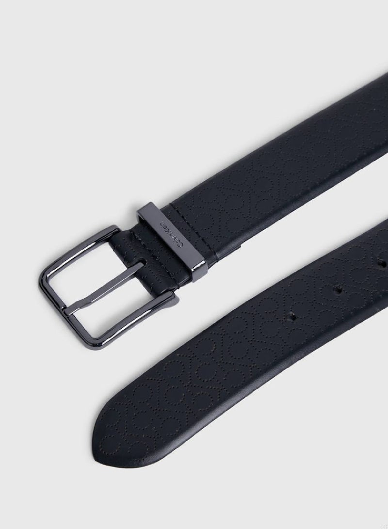 Men's Monogram Fixed Belt  - Leather, Black