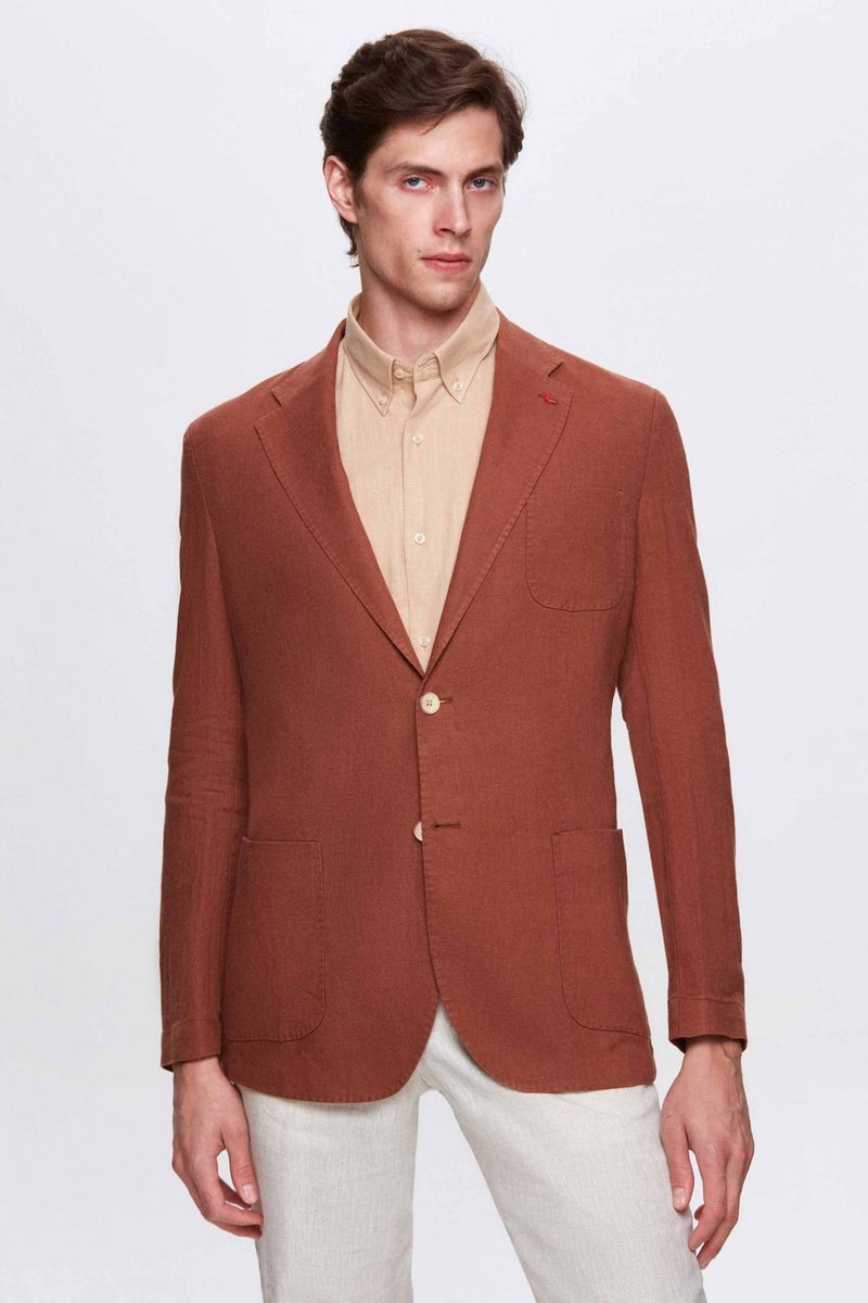 Ds Damat Regular Fit Cinnamon Plain Fabric Jacket