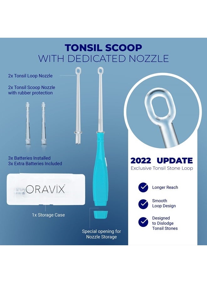 Oravix Tonsil Stone Remover, Fight Bad Breath, Easily Navigate Tonsil Crypts, Tonsil Stone Removal Tool with 3 Nozzles & LED Light, Tonsil Cleaner, Tonsil Stones Removal at Home, 2 Pack Curettage Pick