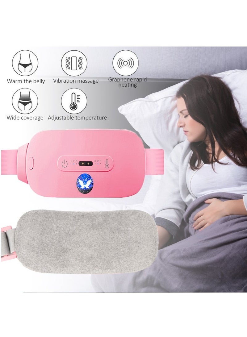 Portable Cordless Heating Pad, Electric Waist Belt Device Menstrual Relief Period Pain, Fast Heating Pad with 3 Heat Levels and 3 Massage Modes, Back or Belly Heating Pad for Women and Girl