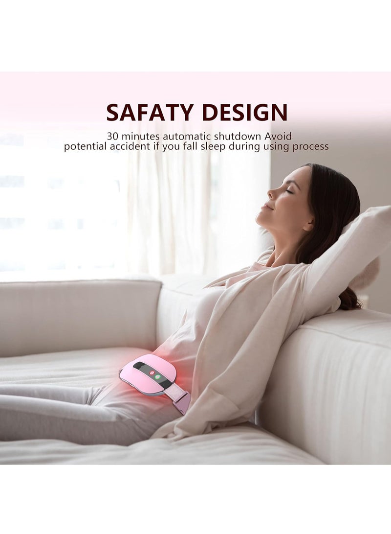 Portable Cordless Heating Pad, Menstrual Heating Pad with 3 Heat Levels & 3 Massage Modes, Belly Wrap Belt for Cramps Period Pain Relief, Back or Belly Pain Relief Fast Heating Pad for Women and Girl