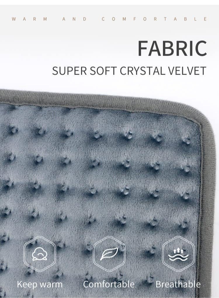 Heating Pad Heat Electric Blanket 12in x 24in Heating Pad Soft Flannel Grey