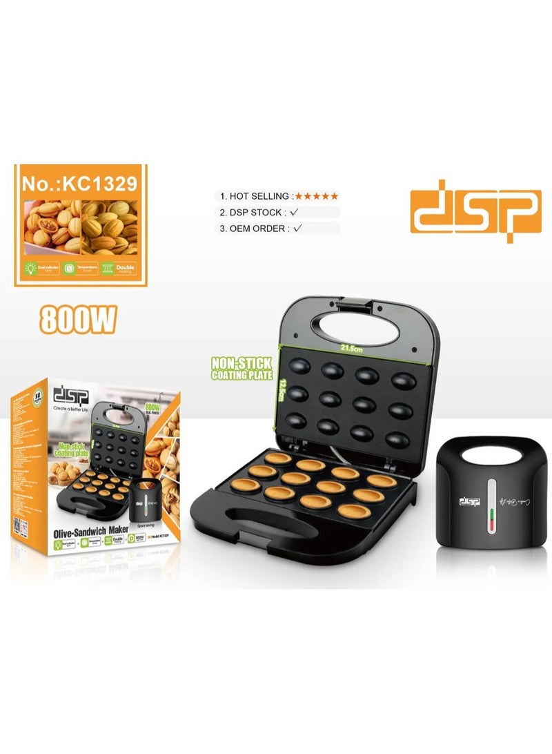 DSP olive-sandwich maker | 700-800W | size 21.5*12.5cm | aluminium | Non-stick coating for easy cleaning | Model KC1329