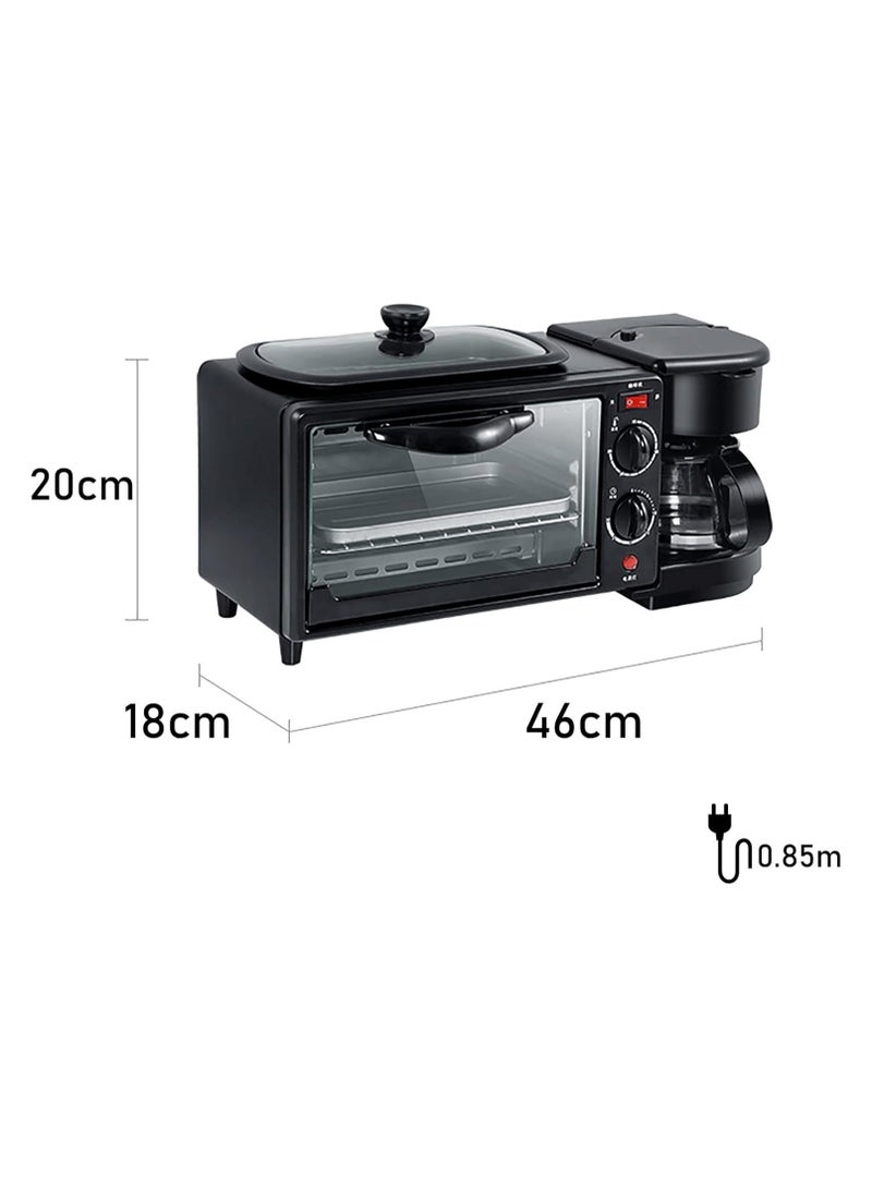 3-in-1 Breakfast Station – Multifunction Electric Toaster Oven, Drip Coffee Maker, and Frying Pan Combo for Bread, Pizza, and Full Breakfasts