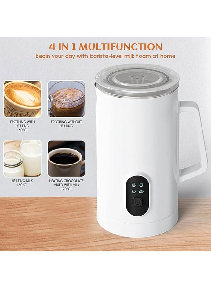 Milk Frother, 4-in-1 Electric Milk Steamer, Automatic Hot and Cold Foam Maker and Milk Warmer for Latte, Cappuccinos, Macchiato, 400W, White