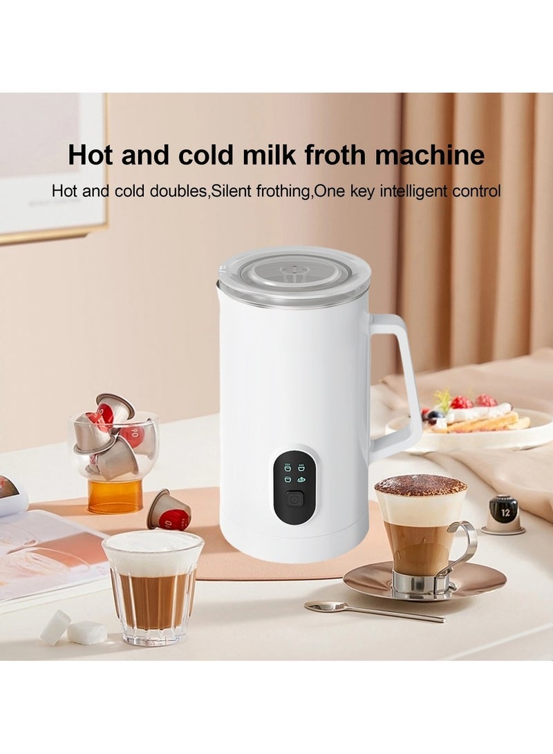 Milk Frother, 4-in-1 Electric Milk Steamer, Automatic Hot and Cold Foam Maker and Milk Warmer for Latte, Cappuccinos, Macchiato, 400W, White